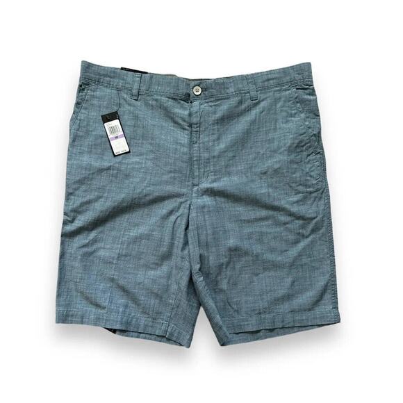New Van Heusen Cotton Flat Front Straight Shorts Blue 38 - Picture 1 of 5